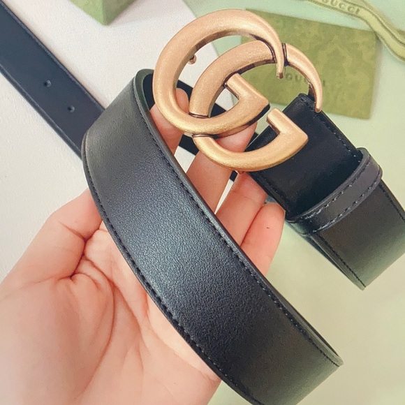 Gucci 3*95cm Leather Belt With Double G Buckle Unisex - Picture 1 of 6